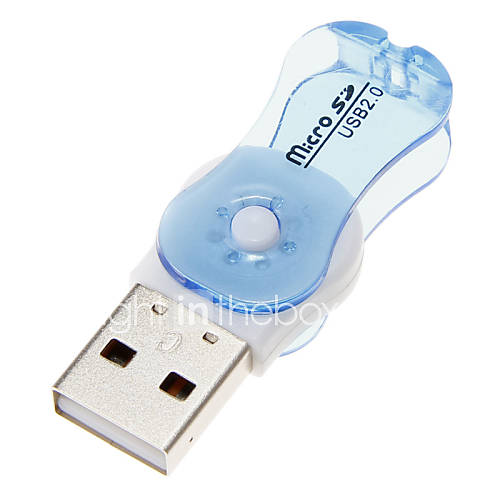 Mini USB 2.0 Memory Card Reader (Blue)