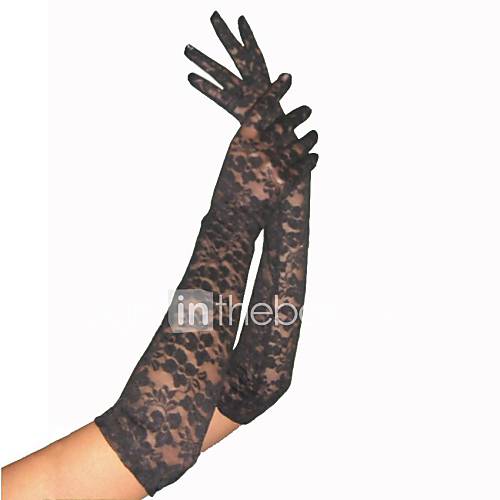 Sexy Stretch Red White and Black Elbow Length Ladies Lace Gloves