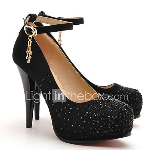 MLKL New Fashion Diamond Decorative Low High Heels(Black)