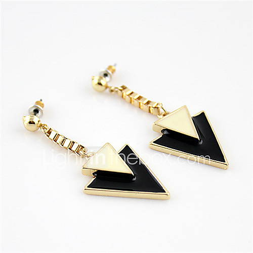 Kayshine Womens Black White Punk Geometrical Triangle Long Earrings