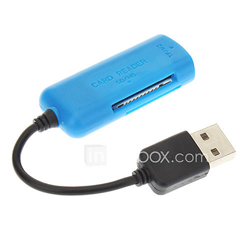 4 in one USB 2.0 Memory Card Reader with Cable (Black and Blue)