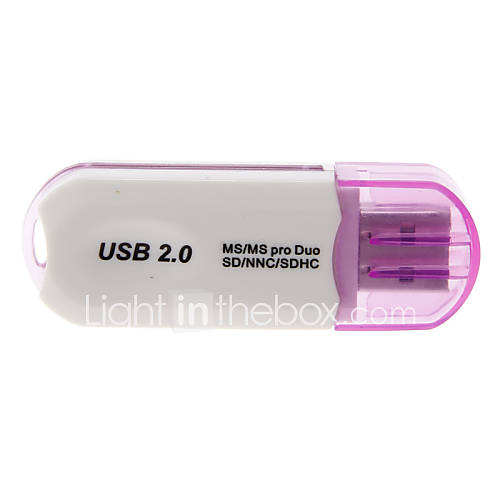 4 in 1 USB 2.0 Multi Card Reader (Purple/Yellow)