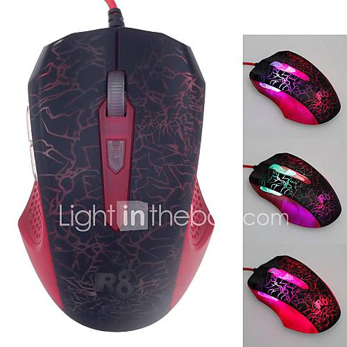 R8 1625 Color Fire Wolf USB 2.0 Wired Game Mouse Dazzling Colorful Mouse