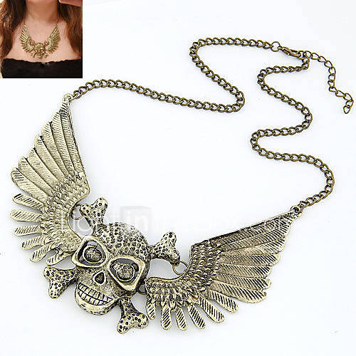 Womens Retro Punk Style Terrorist Skull Short Necklace