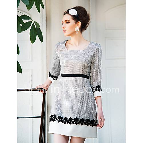 TS Lace Hem Color Block Sheath Dress