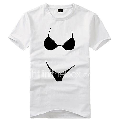 MenS Funny 3D Short Sleeve T Shirt with Cartoon Bikini for Lovers (100% Cotton)