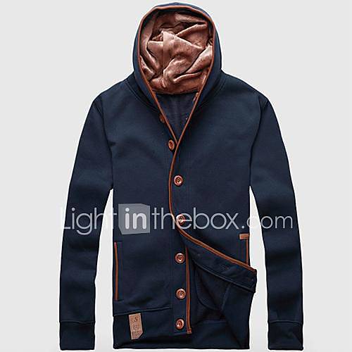 Mens Korean Hoodie Solid Coat