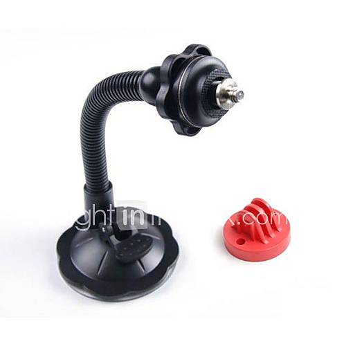 Universal 360 Degree Rotational Car Mount Holder with Suction Cup and Red GoPro Adapter for GoPro Camera