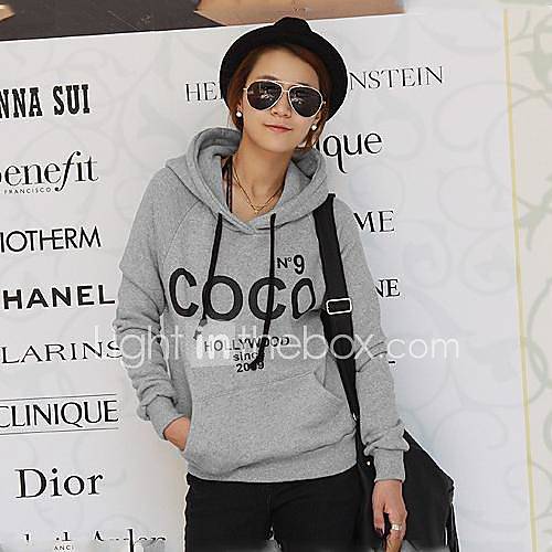 Womens Hoodie Print Long Sleeve Coat