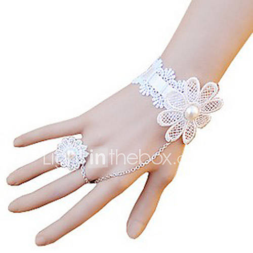 Pure Daisy White Lace Sweet Lolita Bracelet with Flower Ring