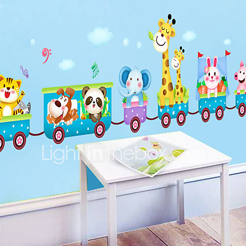Cartoon Animals Train Children Room Decorative Wall Stickers