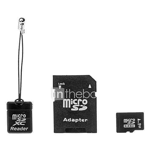 4G Class 4 Ultra microSD TF Card with microSD Adapter and USB Card Reader