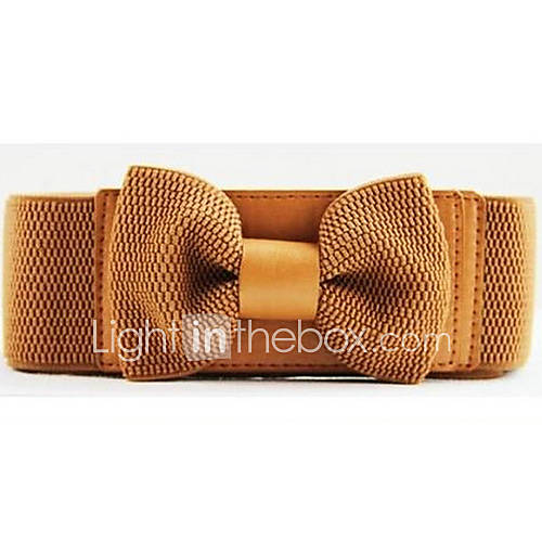 Womens Solid Color Elastic Bow Stylish Wide Belt