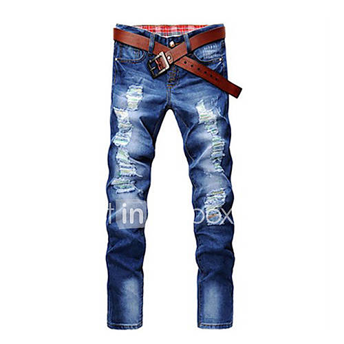 Men's Personality Grid Splicing Jeans(without Belt) 1100447 2016 – $7.99