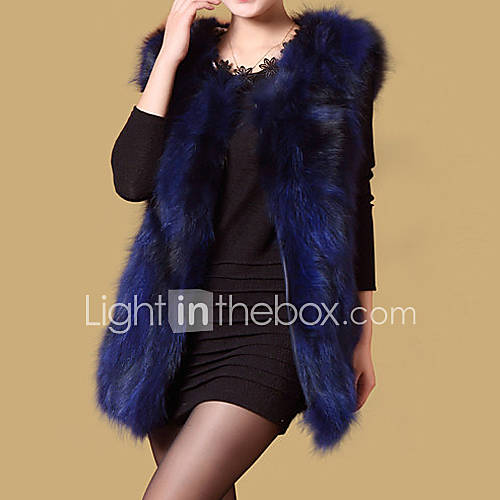 Sleeveless Collarless Raccoon Fur Party/Casual Vest(More Colors)