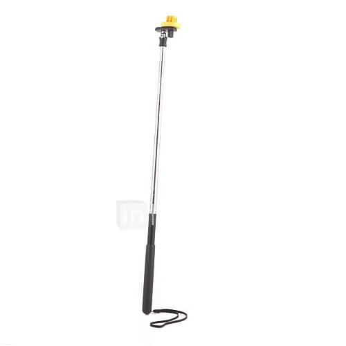 Black 6 Section Retractable Handheld Monopod with Yellow plastic Tripod Mount Adapter for GoPro HD Hero 3/3/2