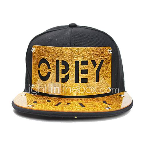 Fashion Unisex Punk Style Gold Letter Rivet Black Hat for Men Women Ladies