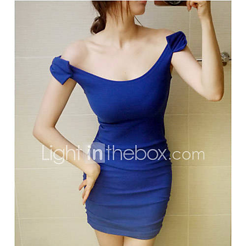 Womens Sexy Bodycon Bows on Shoulder Dress