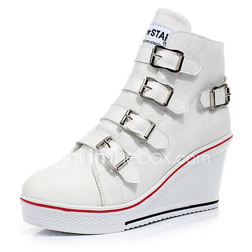 Canvas Womens Wedge Heel Fashion Sneaker Shoes with Buckle (More Colors)