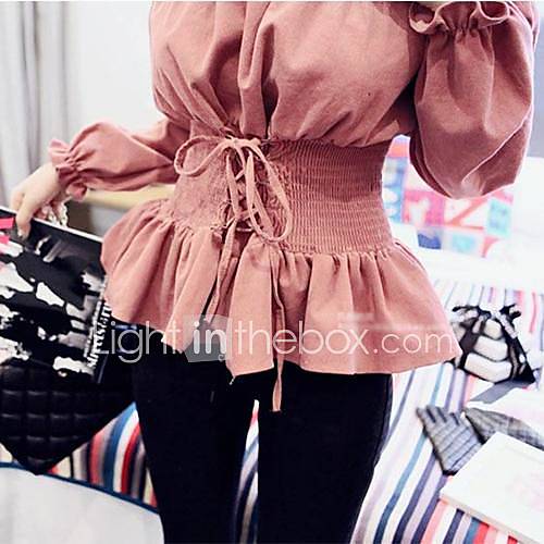 Womens Bateau Strap Ruffle Side Doll Shirt