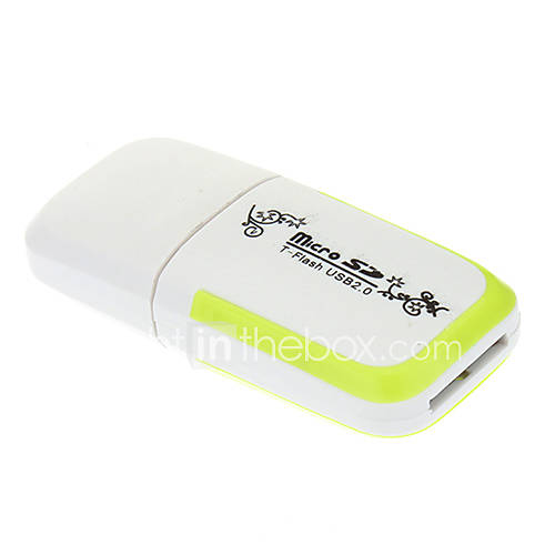 T Flash USB 2.0 Micro SD Memory Card Reader (White)