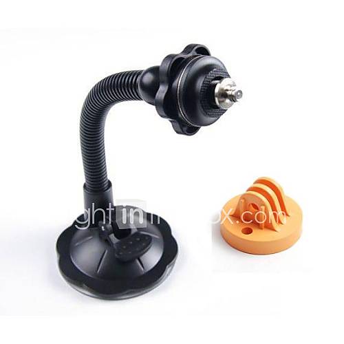 Universal 360 Degree Rotational Car Mount Holder with Suction Cup and Yellow GoPro Adapter for GoPro Camera