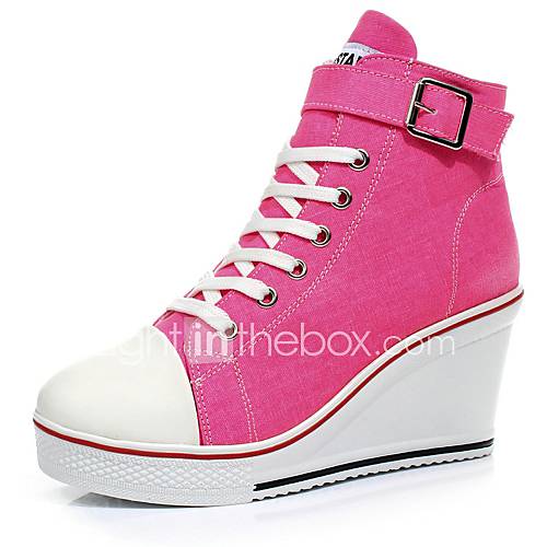 Canvas Women's Wedge Heel Fashion Sneaker Shoes with Zipper (More ...