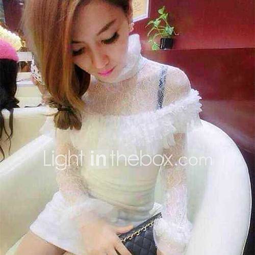 Women Stand Collar Off The Shoulder Lace Bodycon Dress