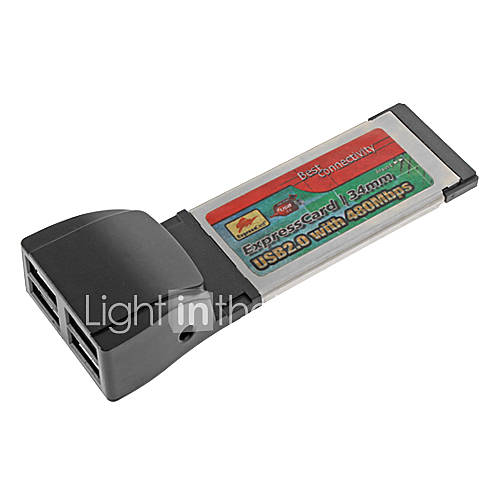 ExpressCard 34mm Port to 4 Port USB 2.0 with 480Mbps Converter Adapter for PC/Laptop