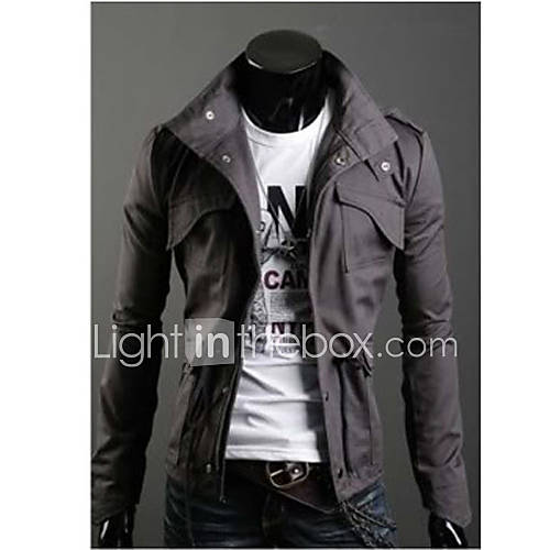 UF Mens England Stand Collar Fastener Warm Fit Jacket Grey