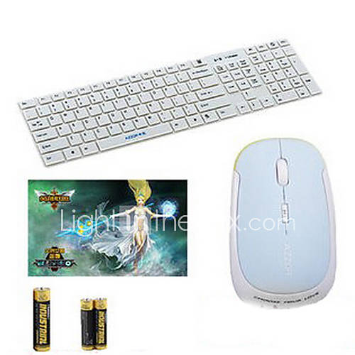 2.4G Wireless Quiet Ultrathin Gaming MouseKeyboard Suit with Mousepad and Three Batteries