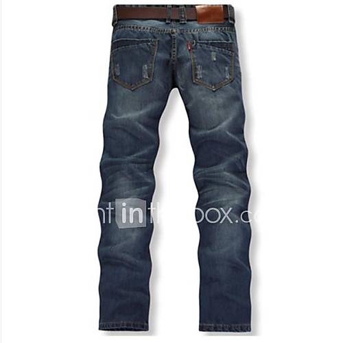 Mens Fasion Casual Straight Denim Pants(Worn Out Design Random)