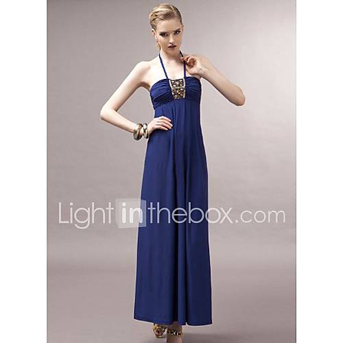 Moon Sunday Womens Sexy Blue Vocation Strapless Halter Dress