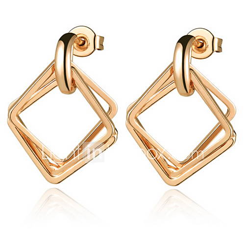 Simple Gold Or Silver Plated Rhombus Cut Womens Earrings(More Colors)