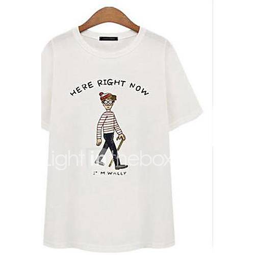 Womens Cartoon Printing Short Sleeve Cotton Summer T shirt