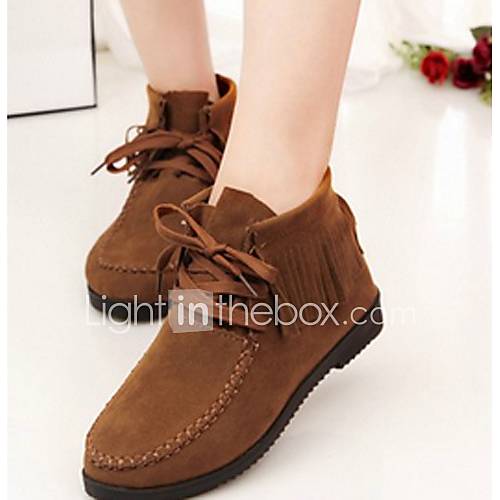 Hushan Womens Solid Color Canvas Casual Shoes(Brown)