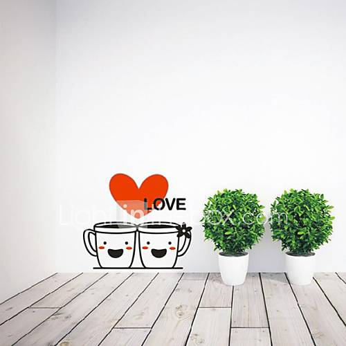 Romance Cute Cartoon Lovers Cup Wall Stickers