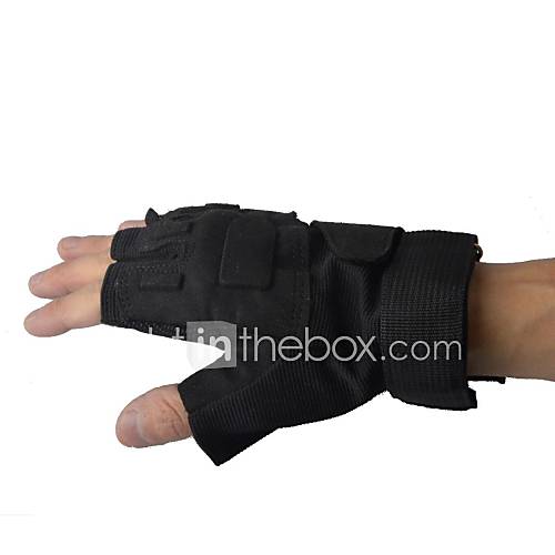 BLACKHAWK Outdoor Tactical Cycling Nylon and Microfiber Half Finger Gloves   Black (Size L / Pair)