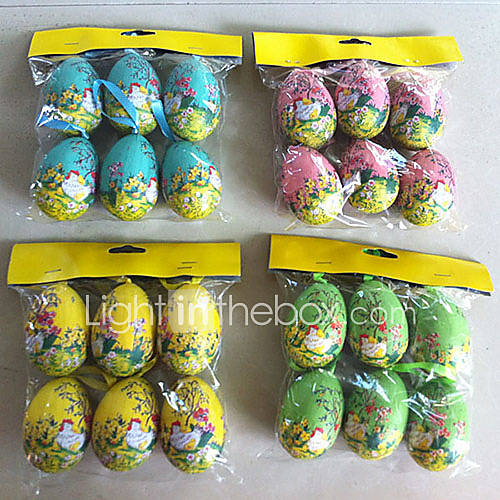 2.8H Styrofoam Festival Easter Egg(6pcs/set,Random Color)