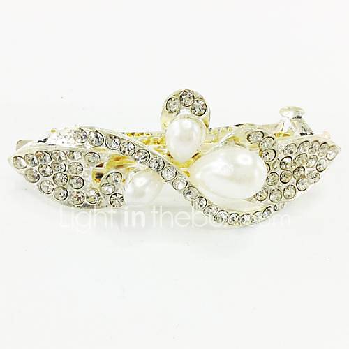 Fashion Wihte Pearl Bling Shinning Diamond Flower Bow knot for Women Hairpin Jewelry Accessories