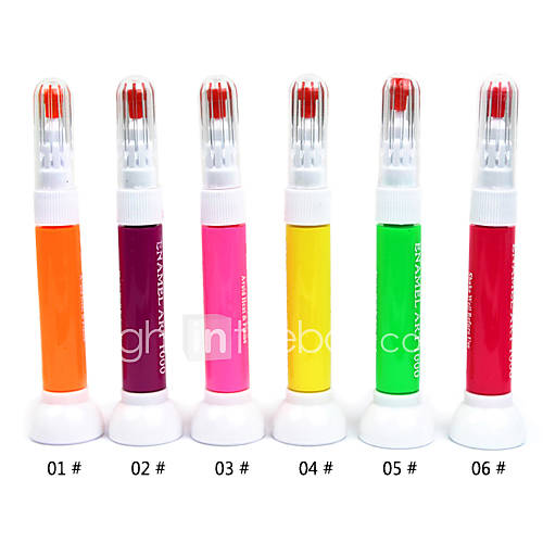 Dual Use Rocket Shape Nail Art Pen With Nail Polish Brush Fine Pen Nib No.1 6(1PCS,10ml,Assorted Color)