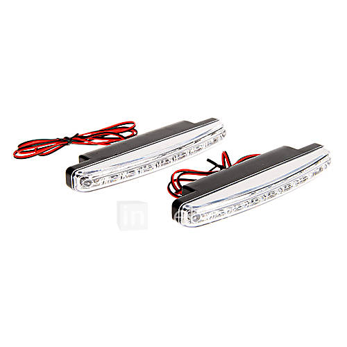 2PCS 8 SMD LED Super Bright White DRL Car Daytime Running Light