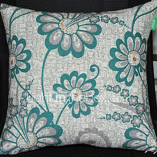 Green Winter Jasmine Pattern Decorative Pillow With Insert