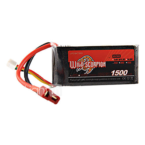 Wild Scorpion 7.4V 1500mAh 25C Li po Battery(T Plug)