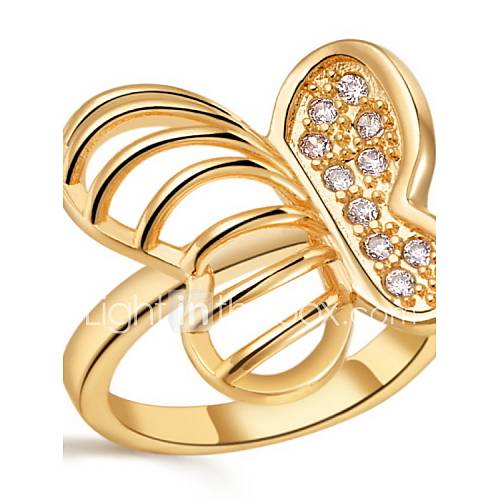 Stylish Sliver Or Gold With Cubic Zirconia Butterfly Womens Ring(1 Pc)