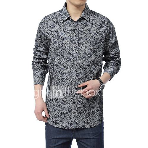 Mens Cool Printing Long Sleeve Polyester Shirt