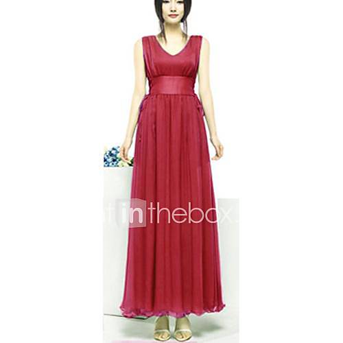 Womens Fashion V Neck Rayon Ball Gown Dress