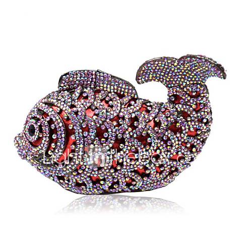 Women Luxury Fish Shape Austria Rhinestones/Crystal Evening Handbags/ Clutches