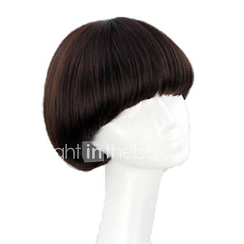 Women Short Synthetic Full Bang Wigs Mushroom Hairstyle 3 Colors Available