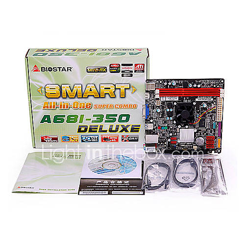 Biostar A68I 350 DELUXE, BGA FT1, Mini itx AMD Motherboard